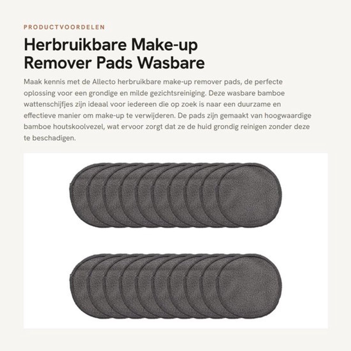 Make-up Remover Pads 20 Stuks - Herbruikbare Bamboe Wattenschijfjes - Wasbare Gezichtsdoekjes - Anti-pilling - 8 cm Diameter - Inclusief Mesh Waszak