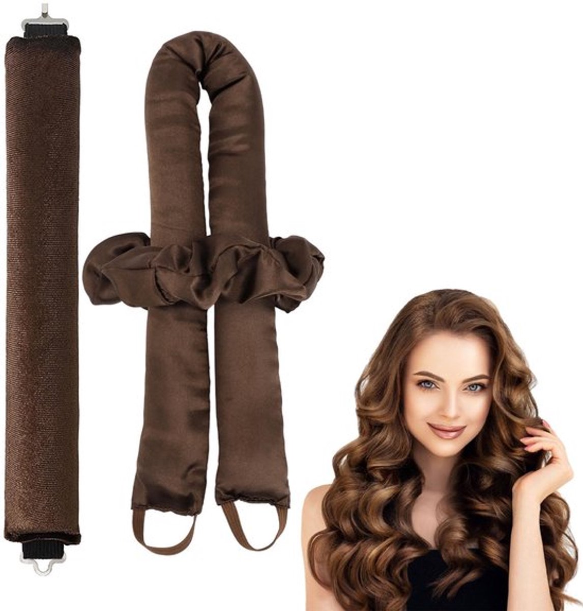 2 stuks krulspelden zonder hitte, overnight krullen voor lang haar, zachte haarrollen voor natuurlijke golven, doe-het-zelf styling voor de nacht, krullen zonder hitte (bruin)