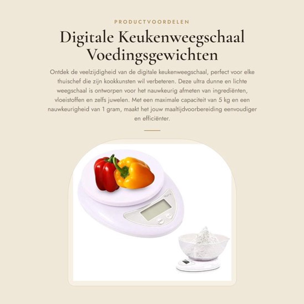 Keukenweegschaal Digitaal 11lb/5kg - Multifunctioneel - Ultra Dun - Precisie Weegschaal - Voor Voeding - Afmetingen 16x13x4 cm