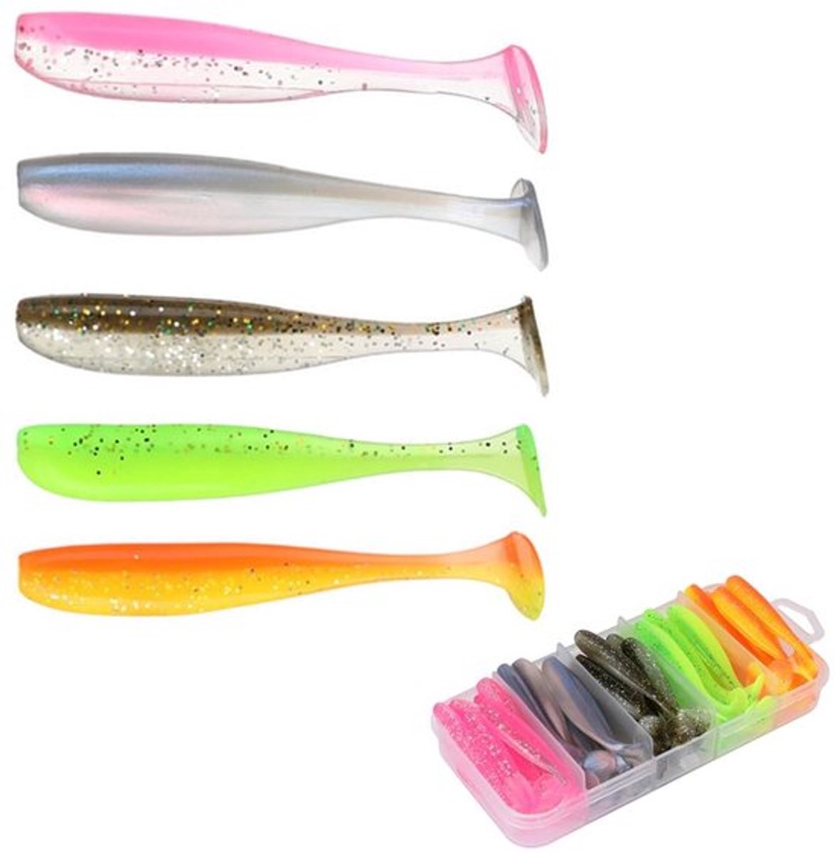 Kunstaas 50 Stuks - Zacht Plastic Swimbait - Paddle Tail - Lokken Zoetwater/Zoutwater - Aantrekkelijk Ontwerp - Hoge Actie - Vishaak