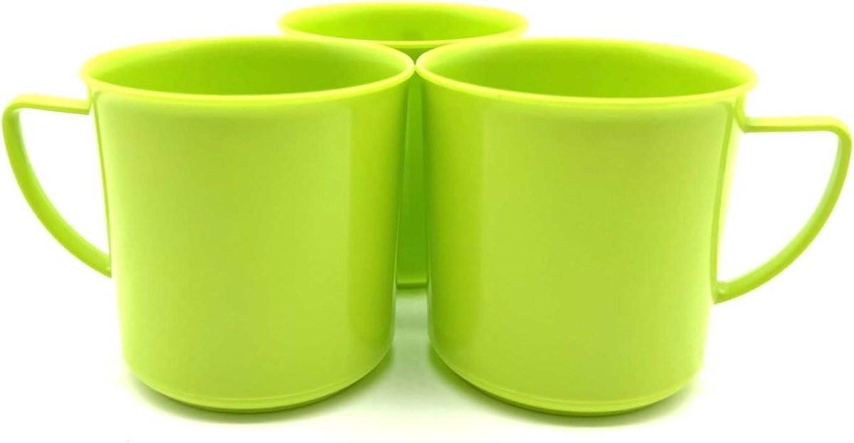 Beker 3 stuks - Plastic servies kinderservies - Huis en tuin - Vaatwasmachinebestendig - 330 ml - Limoen