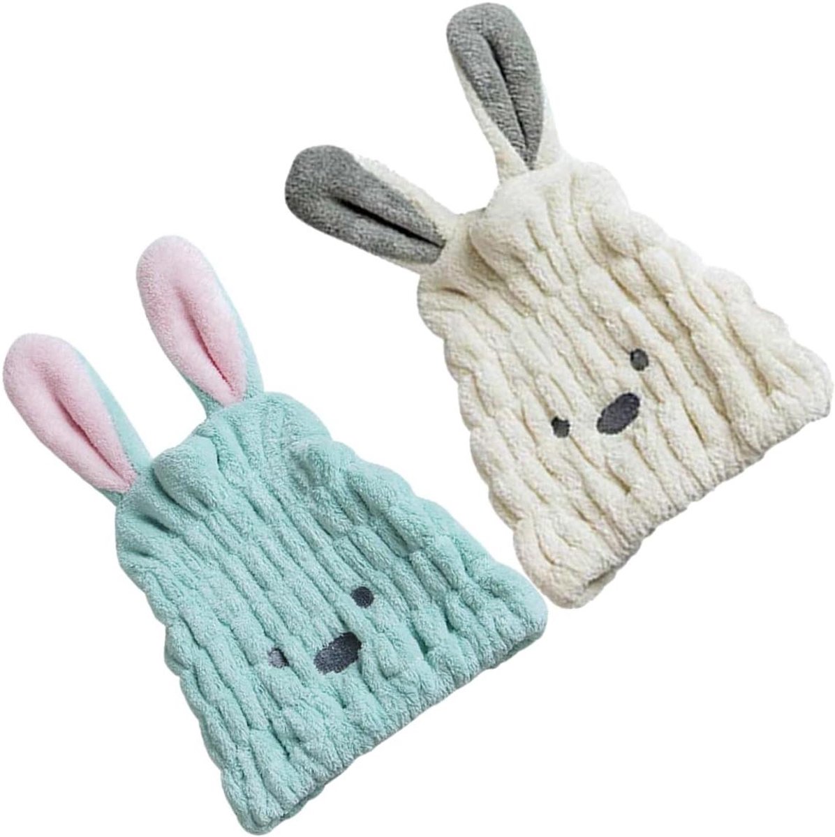 Haardroogkapjes - Droogkap Haarhanddoek - Haar Drogen - Snel Absorberend - 25x30x2cm - Blauw en Beige