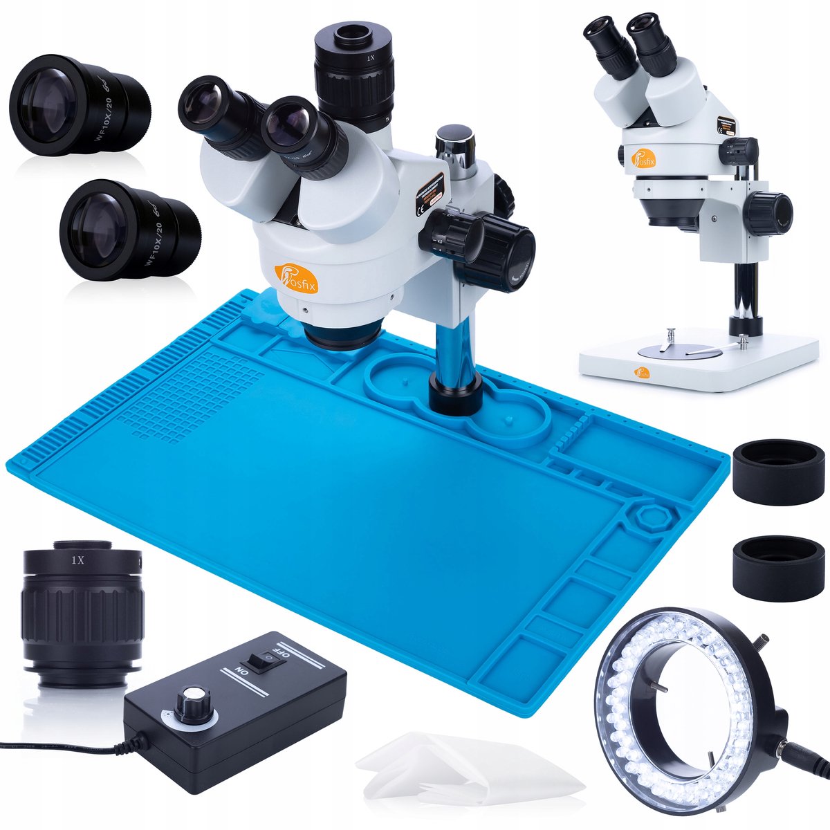 Rosfix Trinoculair Microscoop MSMP-T-PS1 - Trinok. Hoofd 7x-45x Zoom - 56xLED Dimbaar C-Mount 25mm