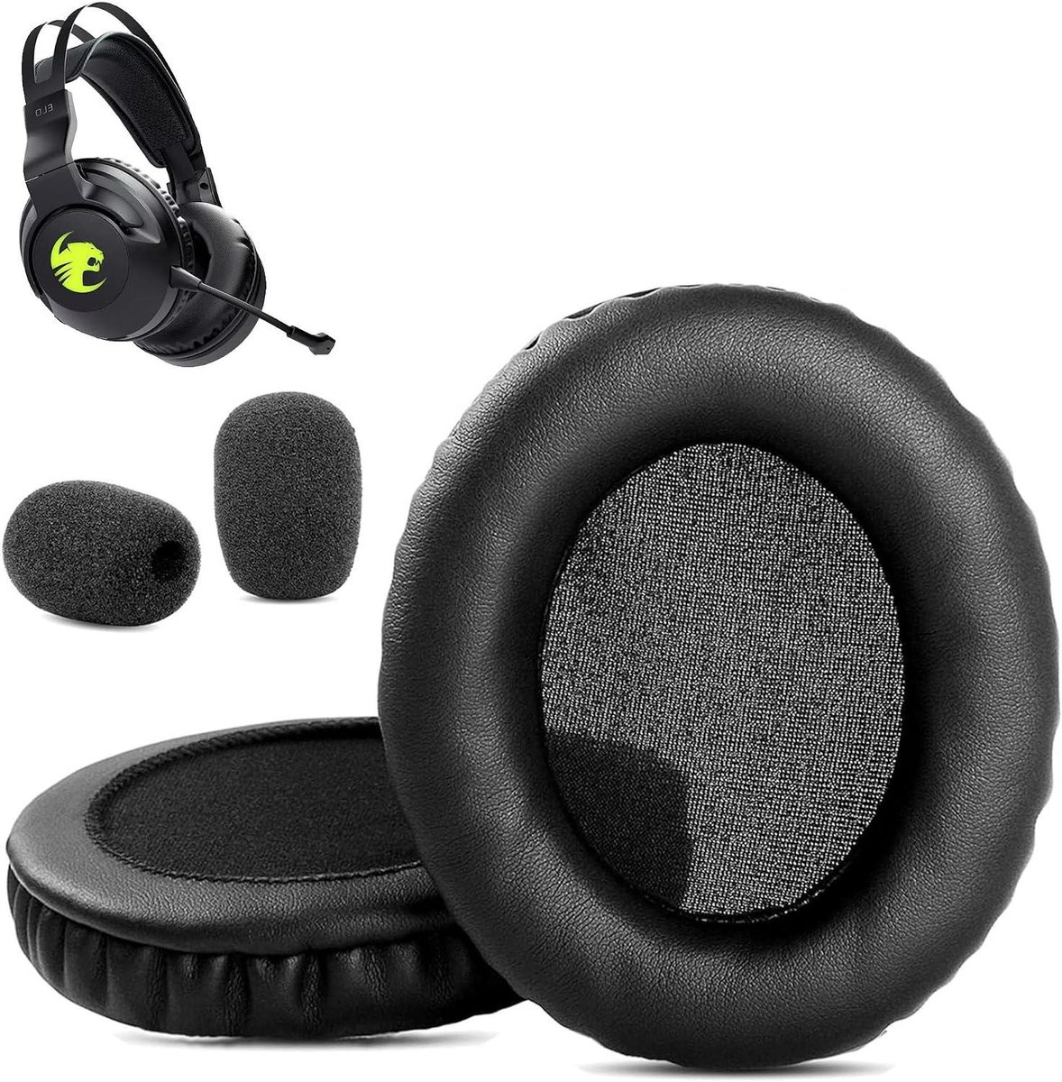Oorkussens Vervangend - Koptelefoon Kussens - Hoofdtelefoon Comfort - Eiwitleer Geheugenschuim - 138 x 102 x 48 cm - Zwart
