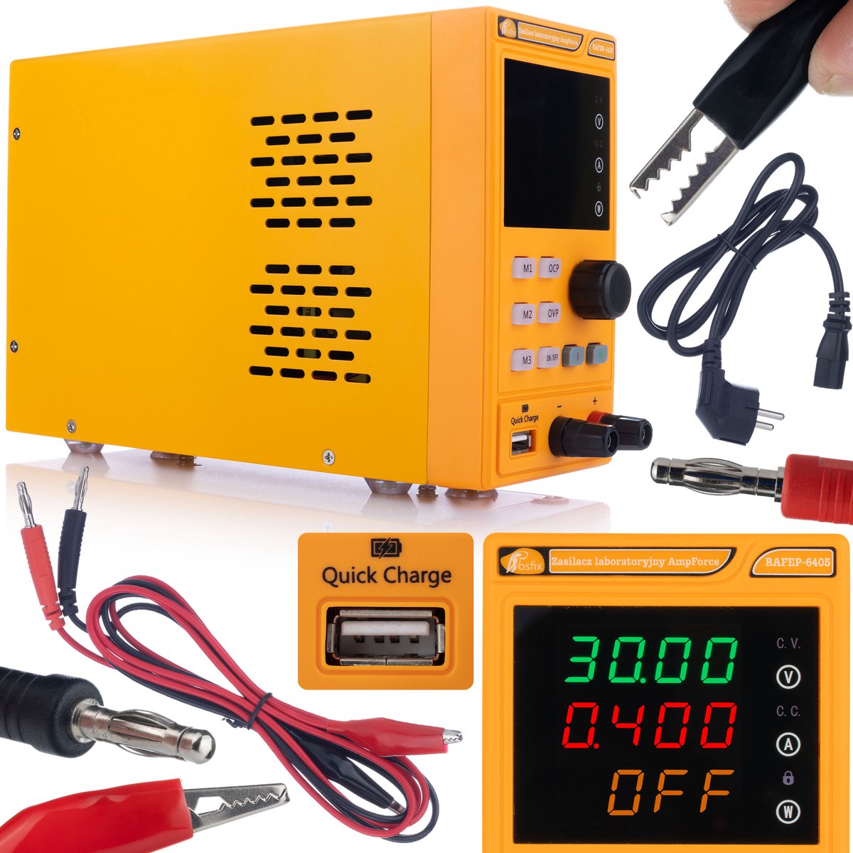 Rosfix Laboratoriumvoeding RAFEP-6405 - Regelbare Voeding 0-64V 5A - 300W Precisie 0,01V/0,001A