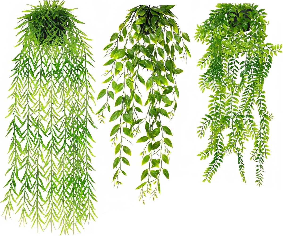 Kunstvetplanten met pot - Groen - 60/80 cm - Onderhoudsvrije kunsthangplanten met potten - Voor binnendecoratie