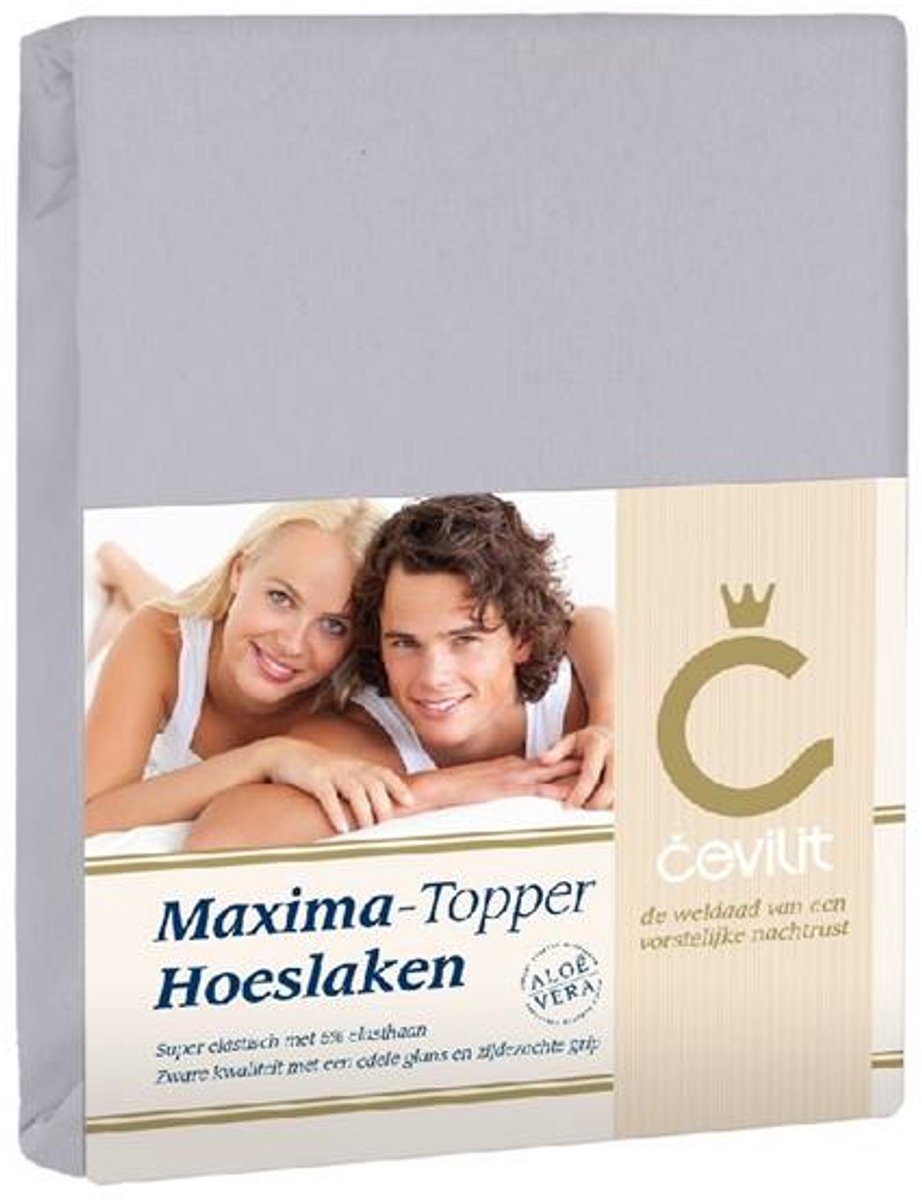 Cevilit Jersey met Elastan - Maxima Topper Hoeslaken - Licht grijs - 140x200 cm