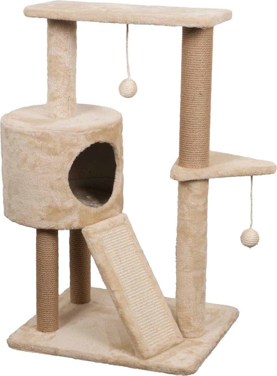Krabpaal voor katten - Kattenkrabmeubel - Nagels verzorgen - Stabiele vloermontage - 50 x 42 x 85 cm - Beige