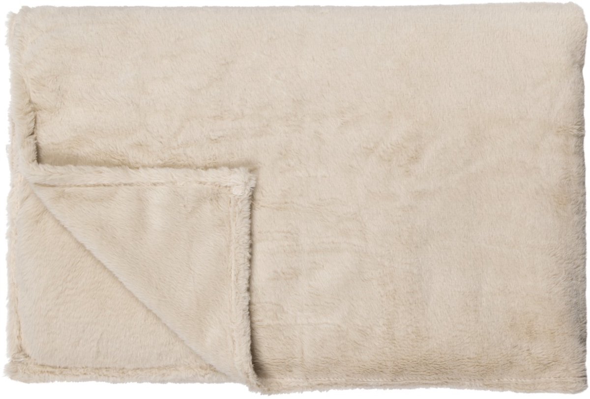 Linolux Fleece Plaid Rabbit Fur Beige 150x250
