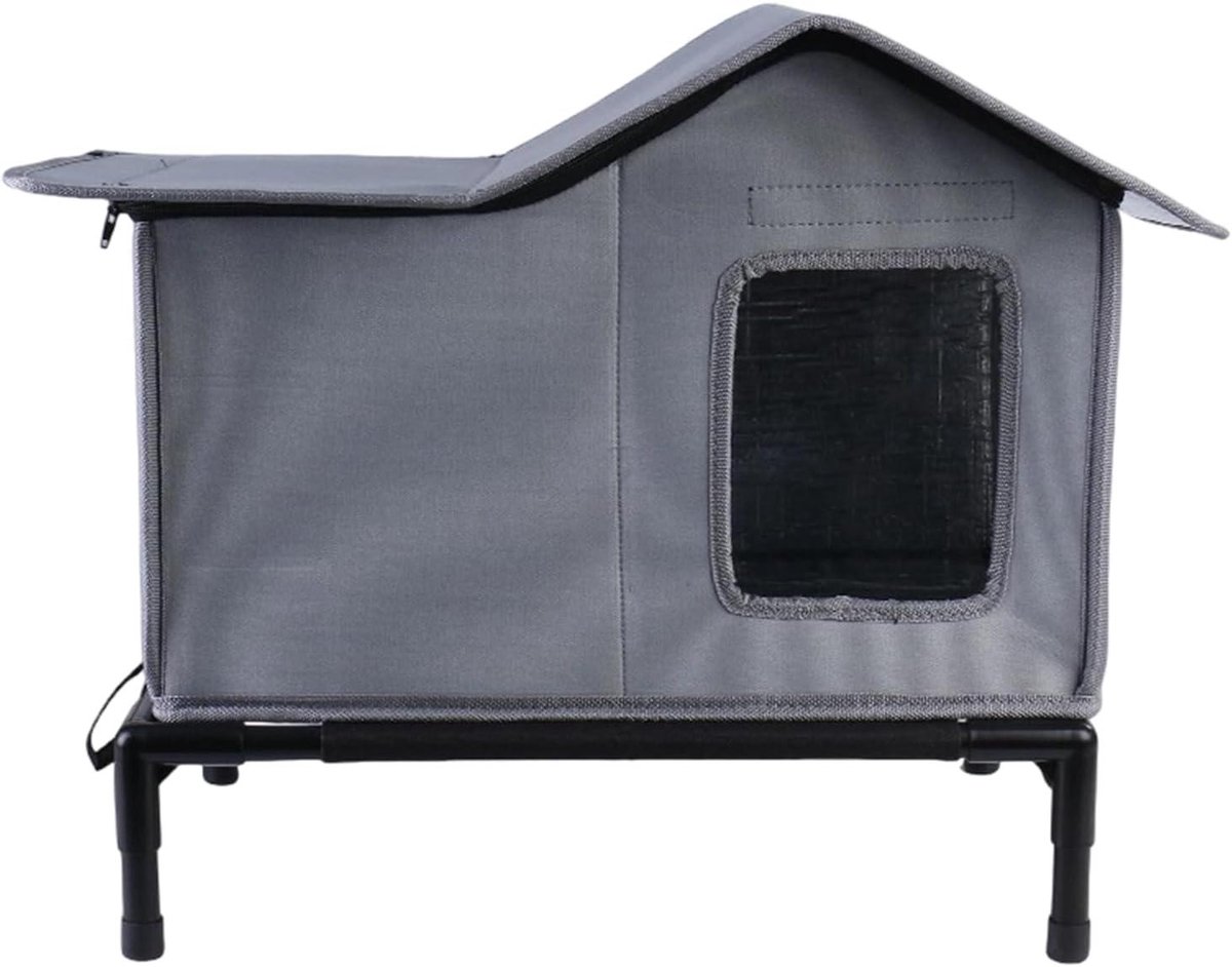 Kattenhuis voor buiten - Dierenasiel weerbestendig - Beschutting bieden - Afneembare bovenklep - 8 x 34 x 8 cm - Grijs