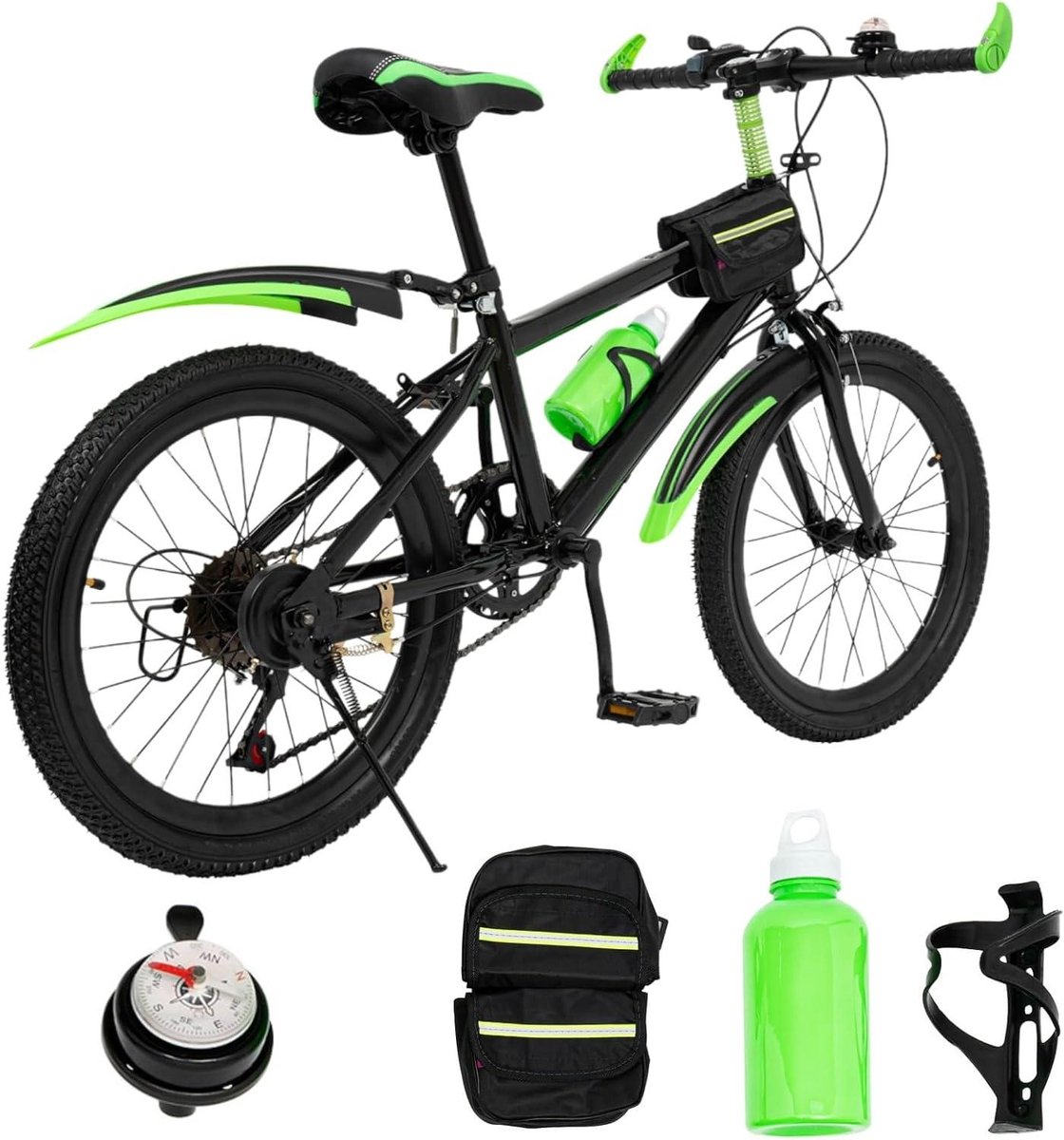 Kinder Mountainbike sfiets sfiets Buiten Fietsen 7 Versnellingen 20 inch Groen