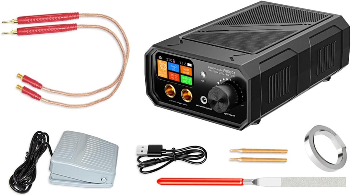 Compacte Puntlasser - Batterijlasser Lasapparaat - Accupacks Lassen - Dubbele Puls Technologie - 149 x 98 x 52 mm - Zwart