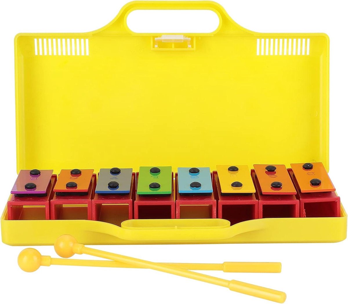 Xylofoon met 8 Noten - Percussie-instrument Kinderen - Muziekeducatie Leren - Aluminium Klankstaven - 28 x 17 x 6 cm