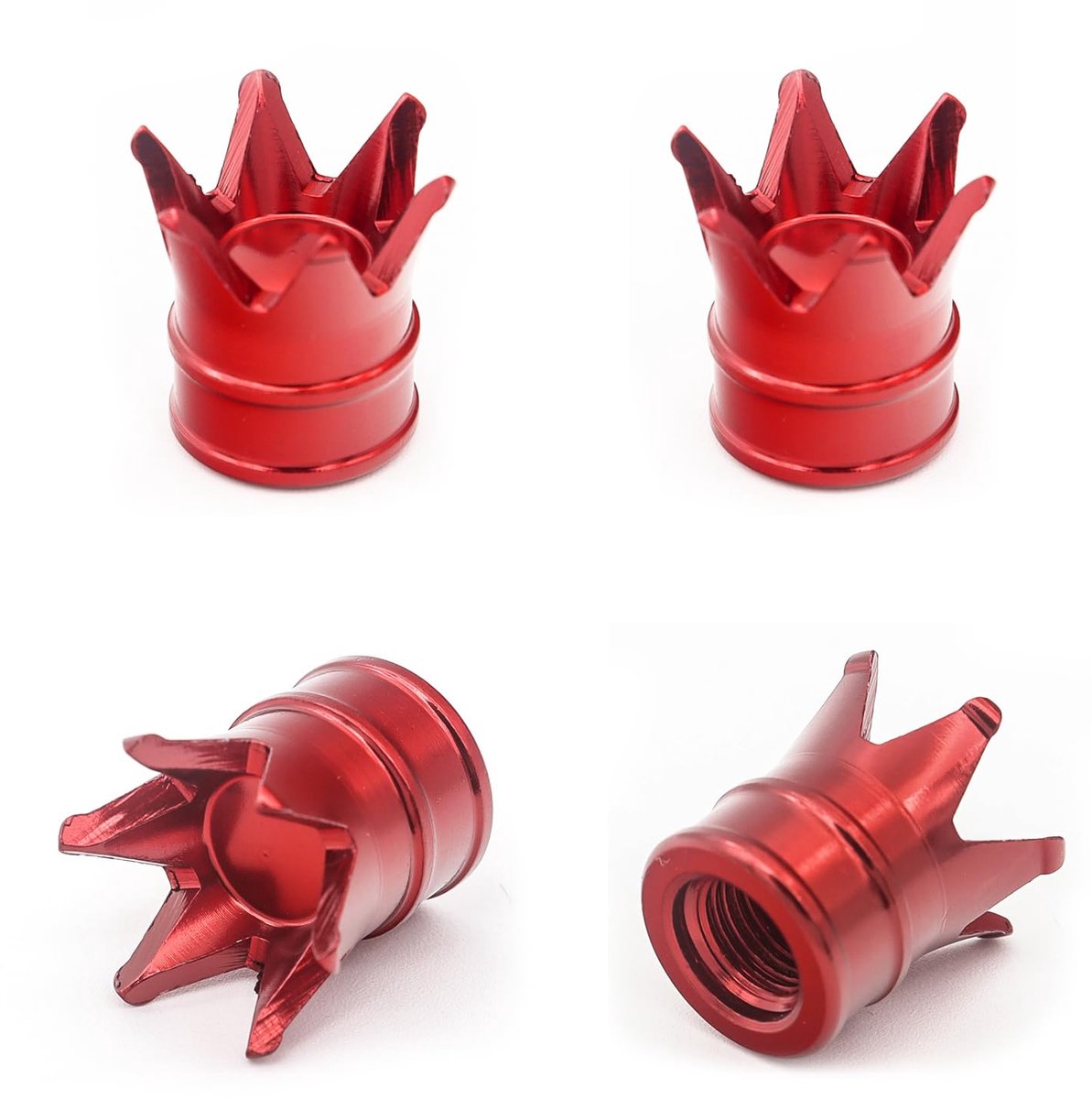 Aluminium Ventilkappen voor Auto en Fiets - 4 Stuks - Rood