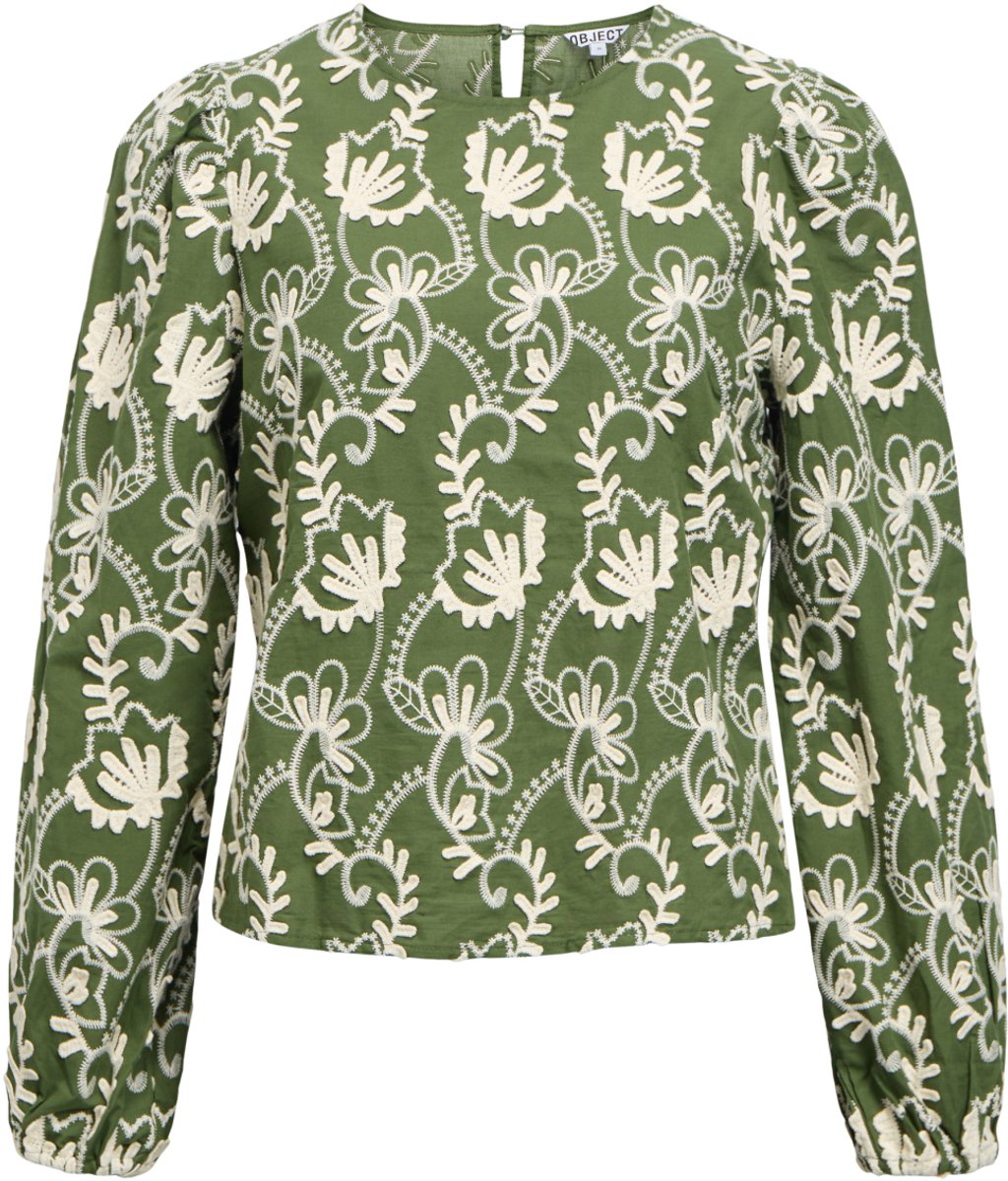 Object Top Objmya Re L/s Top Noos 23046020 Bronze Green/sandshell Dames Maat - 38