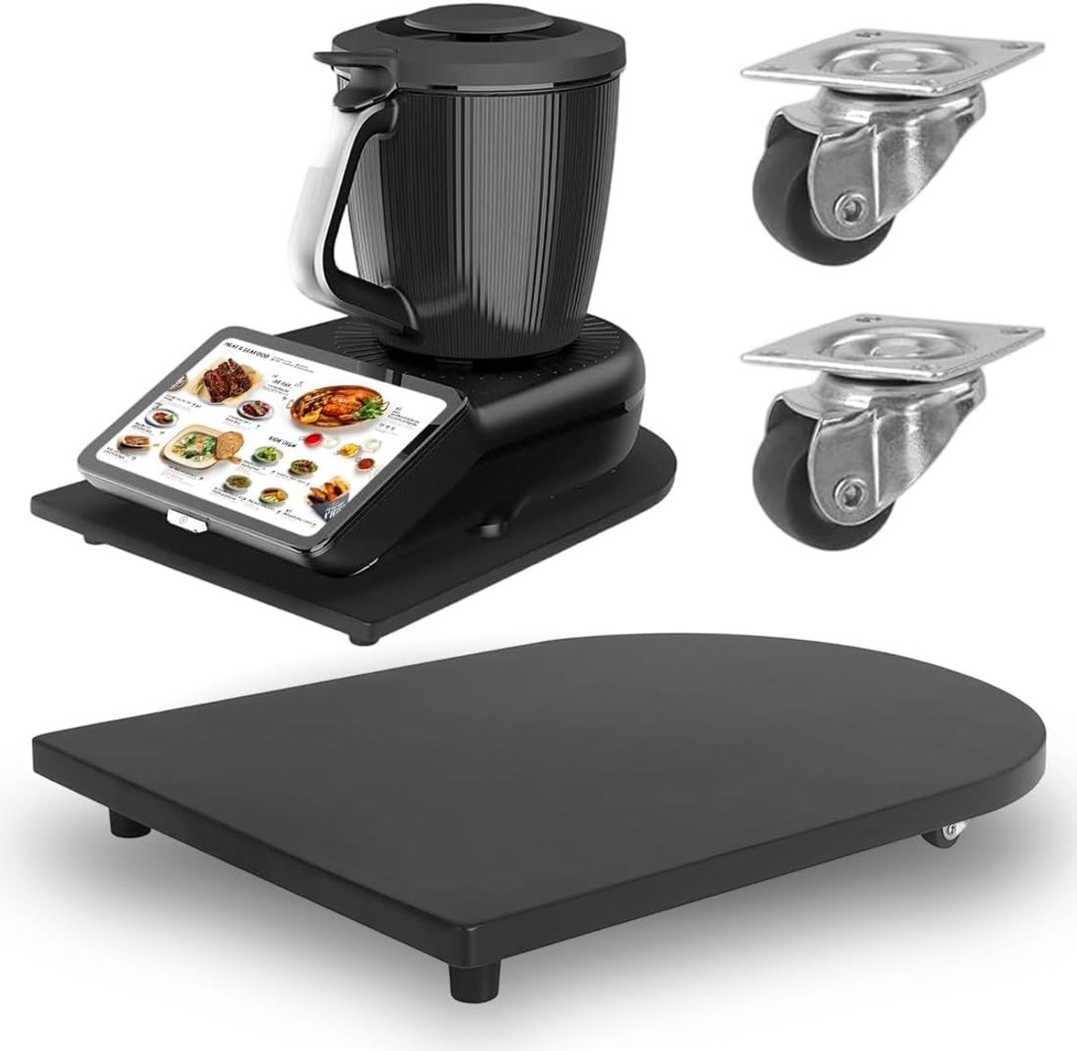 Bamboe Glijbord met 360 Graden Wielen voor Thermomix TM7, Hoogwaardige Accessoire met Antislip Rubber Voeten voor Veilig Gebruik en Gemakkelijk Verplaatsen