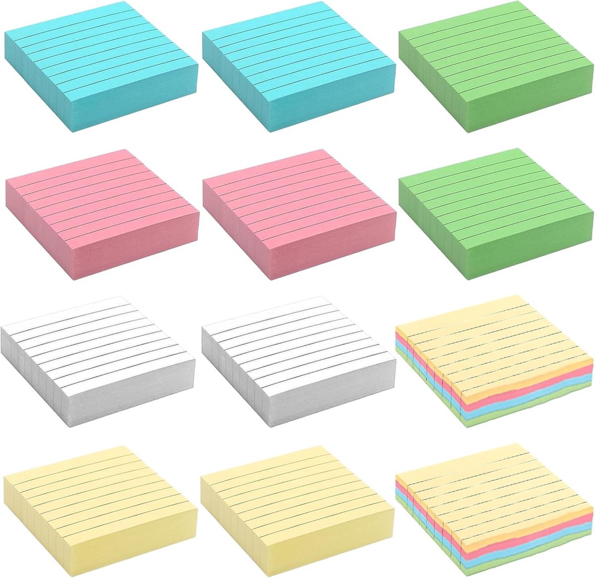 1200 Multicolour Flashcards van 150gsm voor Woordenschat, Formules en Notities, 7.5x7.5cm, Ideaal voor School en Kantoor Presentaties