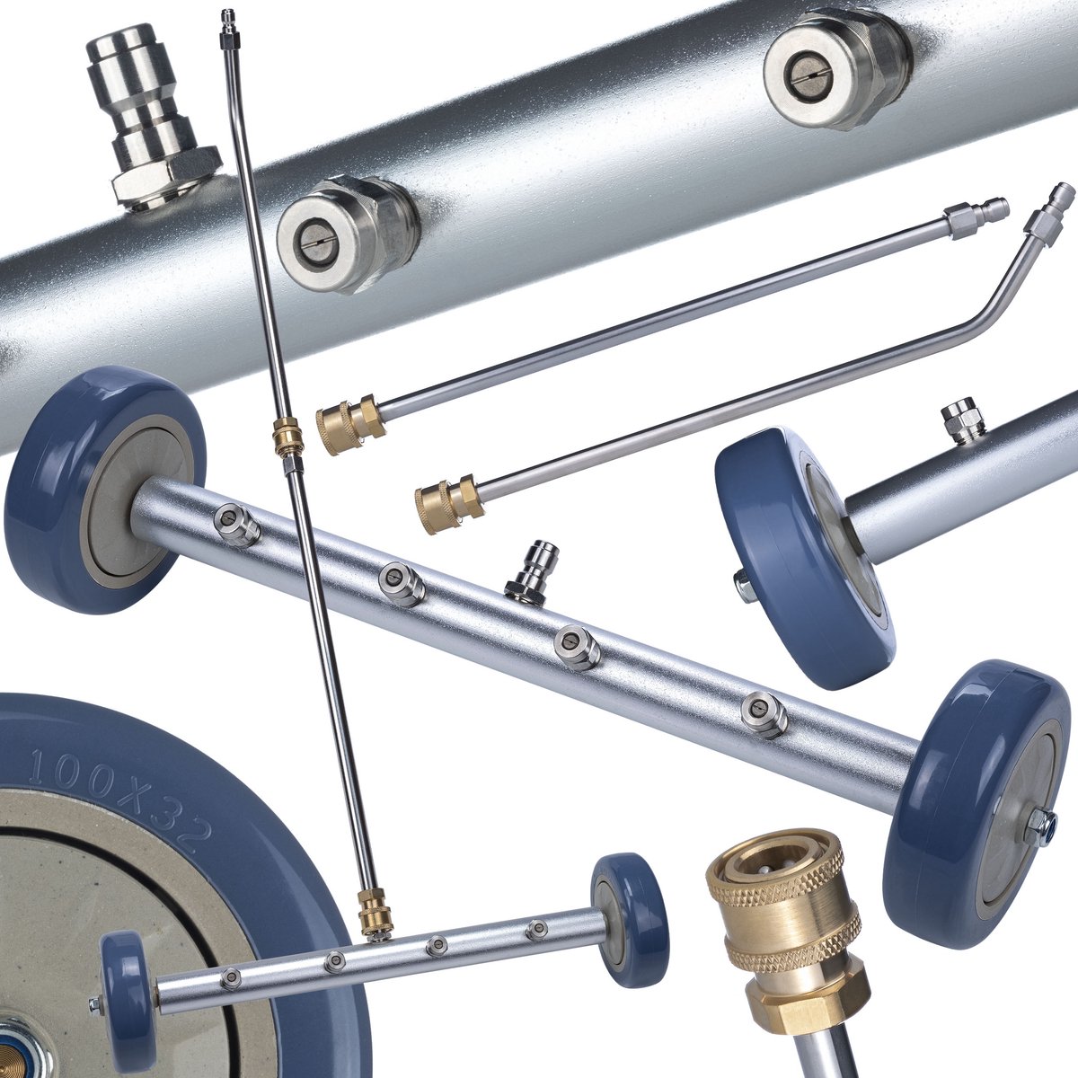 Rosfix Hogedruklans 2-delig - 4 Spuitmond 40° voor Onderwagen - 275 bar, 30,2 L/min, 1/4”