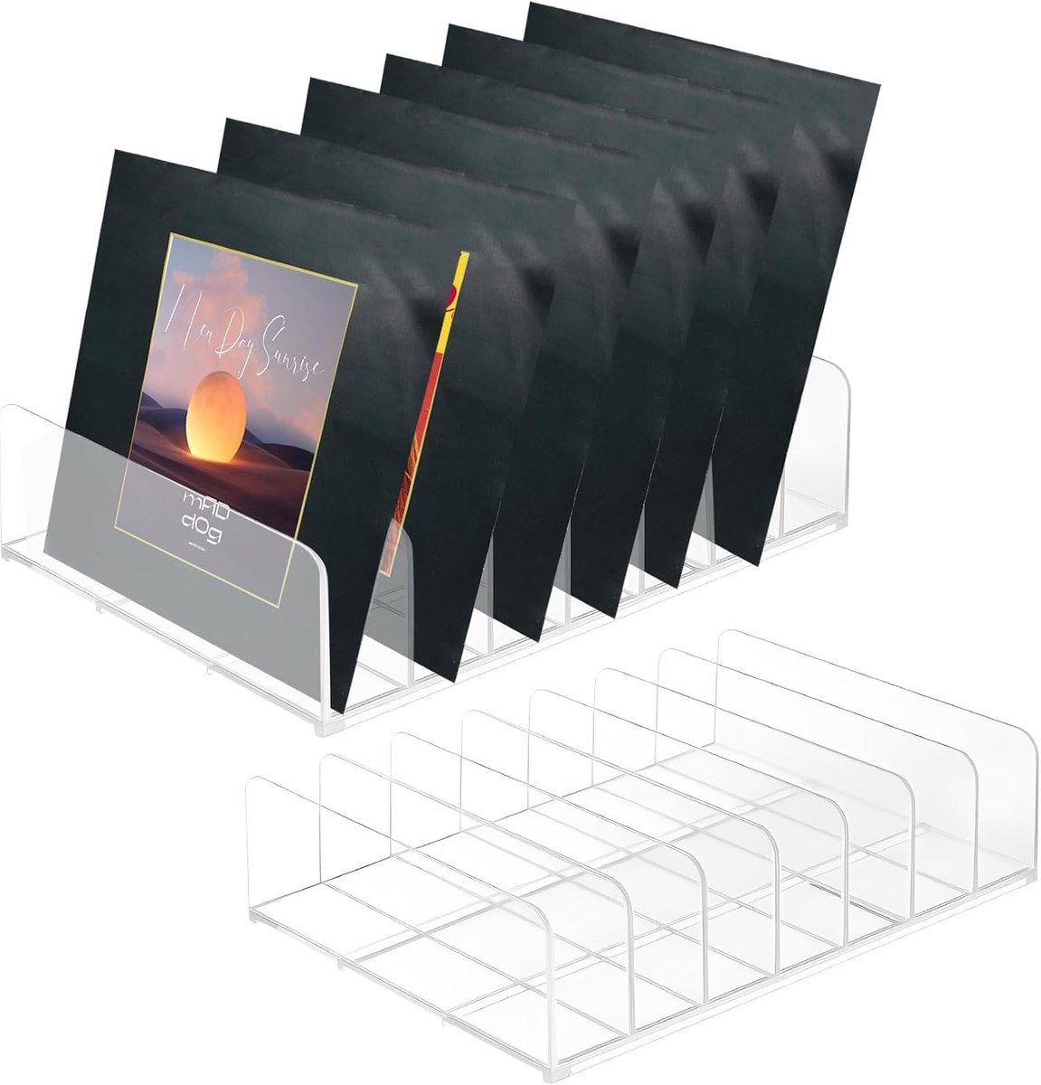 Transparante CD-houder Set van 2, Acryl CD-standaard voor Vinylplaten, DVD-opslag en Organizer voor Boeken en Cosmetica