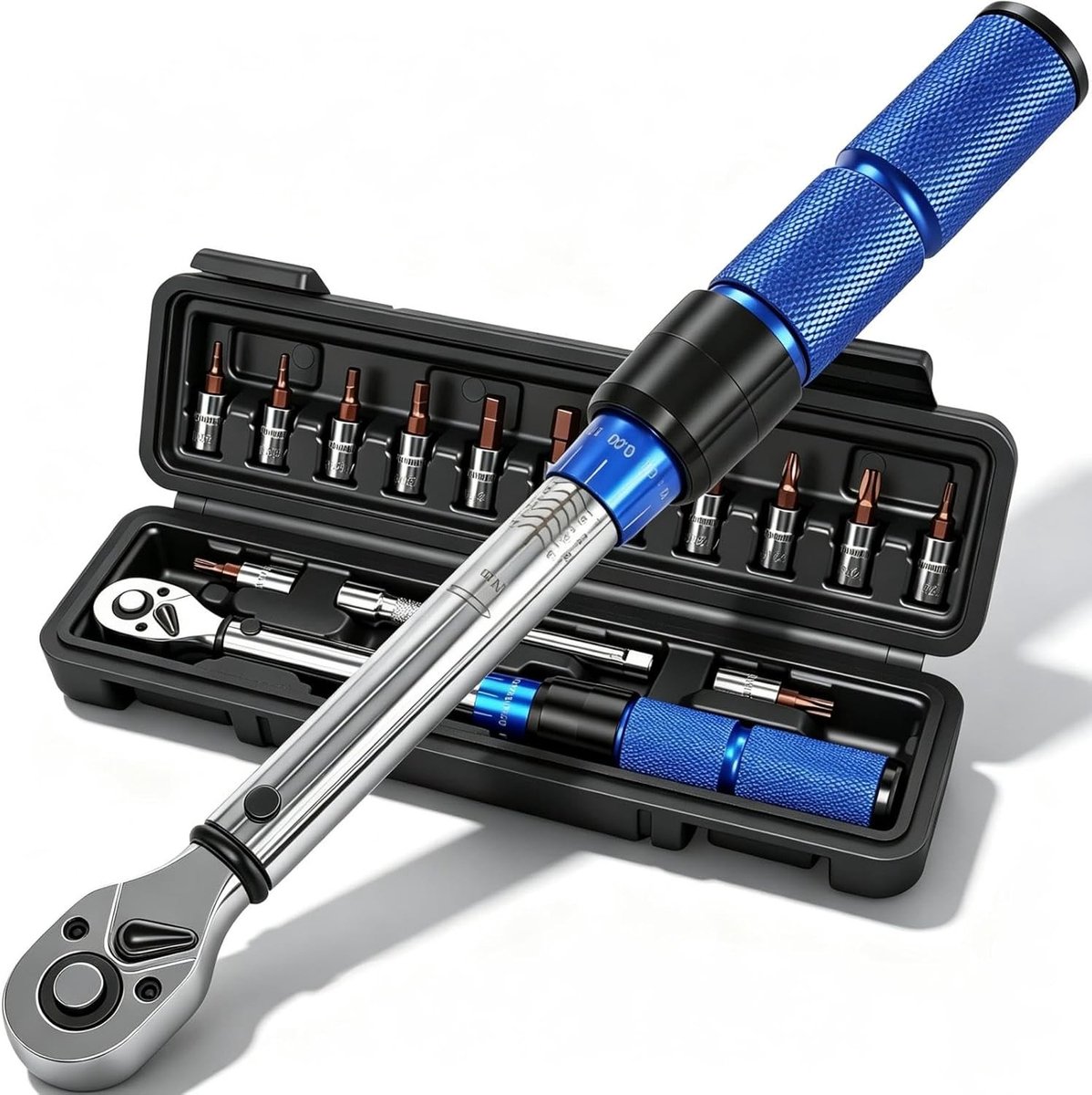 Momentsleutel voor fiets - Blauw - 1/4 inch - Gelegeerd Staal - Met Verlengstang en Bitset