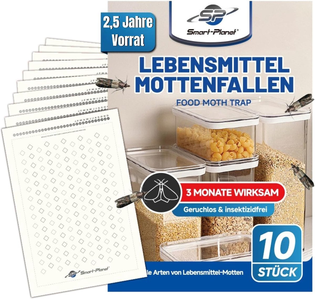 Mottenval - Transparant - Set van 10 - Feromoonval zonder gif - Voor keukengebruik