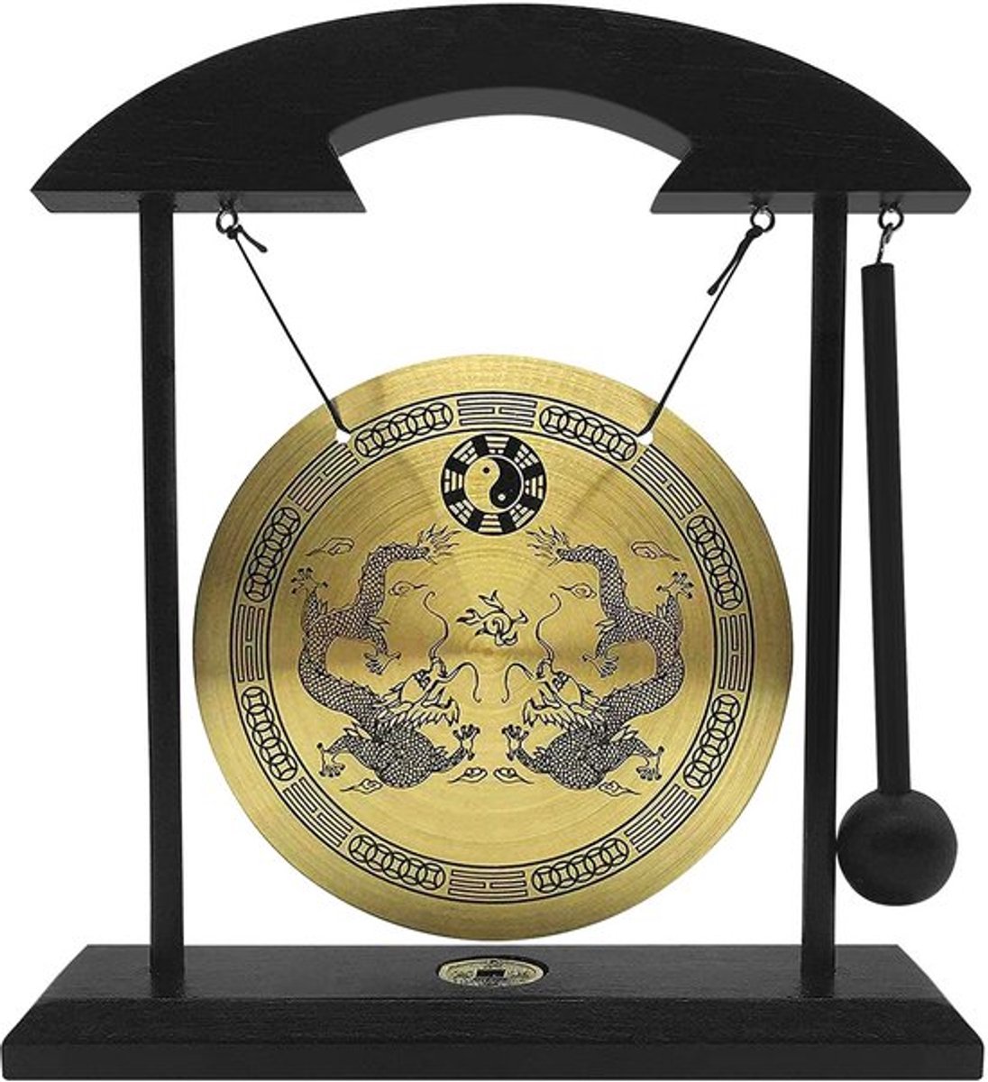 Chinese Tafelgong met Houten Voet voor Meditatie