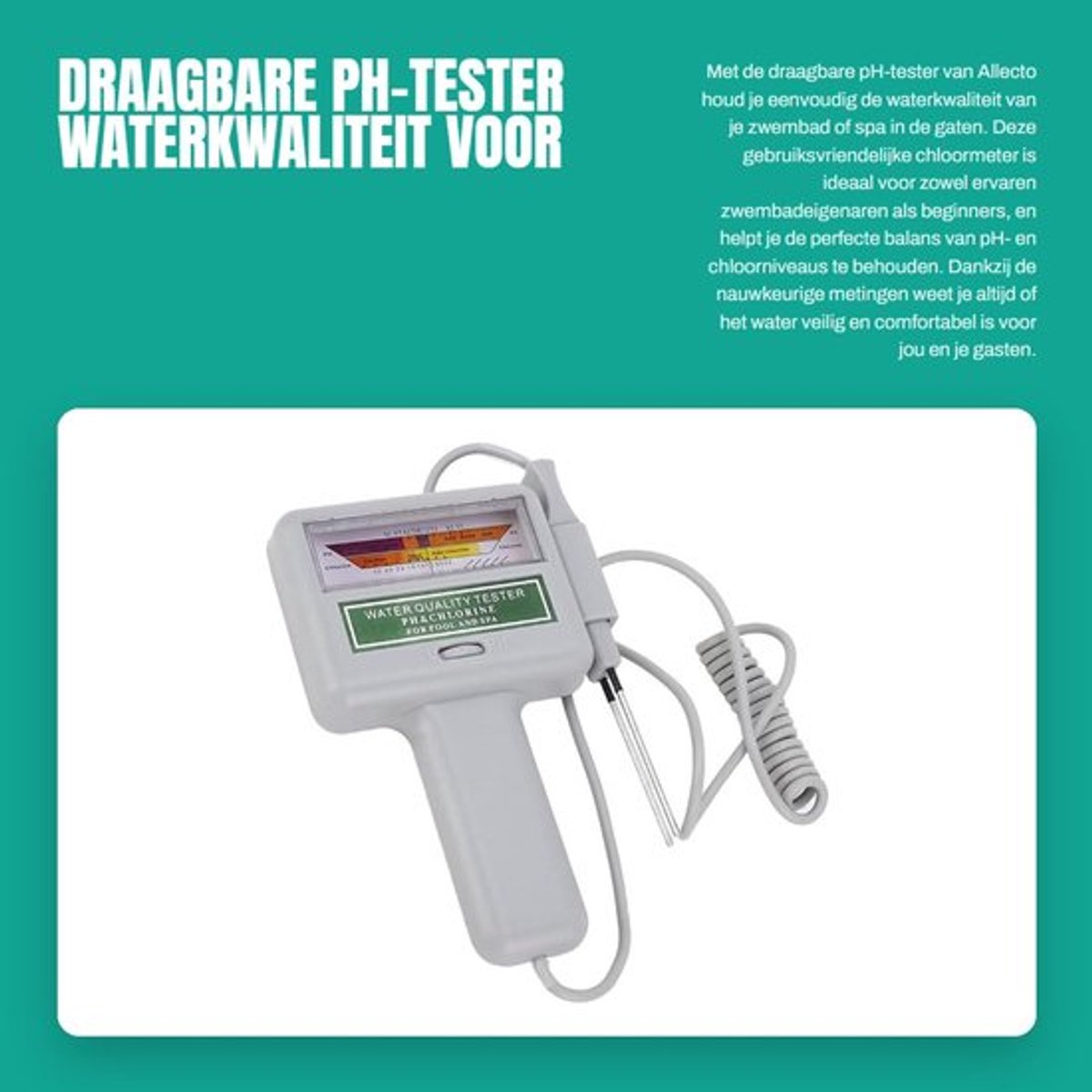pH-tester Draagbaar - Chloormeter - Waterkwaliteit Tester - Zwembad/Spa - Testen pH- en chloorniveau - Gebruiksvriendelijk - Waterkwaliteitstest