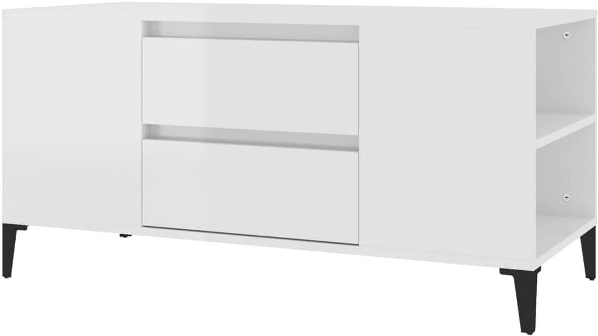 Tv-meubel - Hifi-kast Media-kast - Opbergen Media - Industrieel Ontwerp - 102x445x50 cm - Hoogglans wit