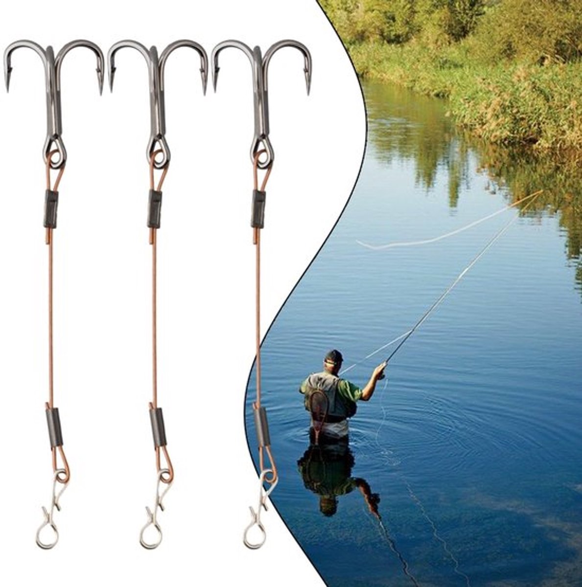 Voor Predator Vissen Dreggen Set van 3 Stuks voor Snoek en Bas