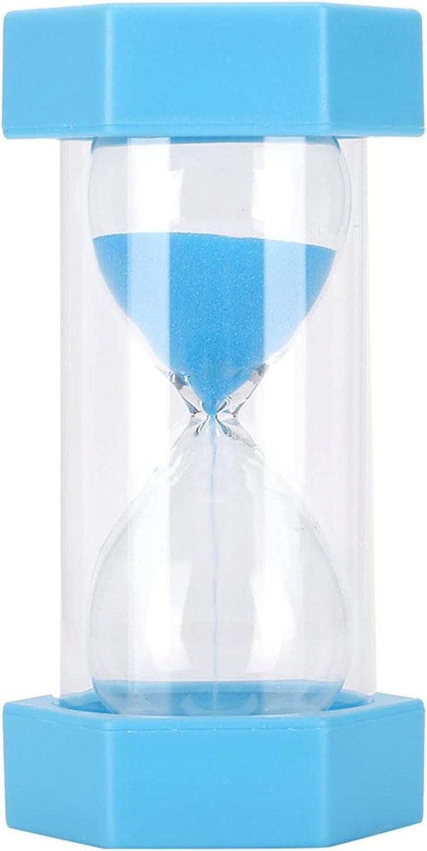Zandloper - Zandklok Timer - Koken en Spelletjes - Duurzaam Plastic Ontwerp - 13 cm Hoog - Blauw