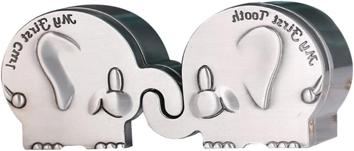 Melktandjes Doosje - Tandendoosje Baby - Baby Geheugen - Olifant Vorm - 6 cm - Zilver