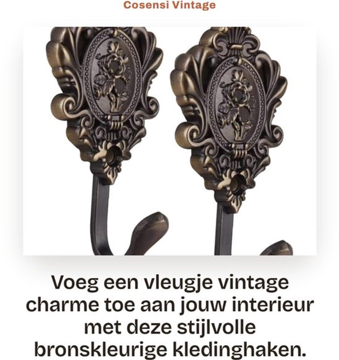 Kledinghaken Vintage Stijl - Zinklegering - 2 Stuks - 10 x 5 cm - Elegante Houder - Geschikt voor Hoed/Kleding - Haak