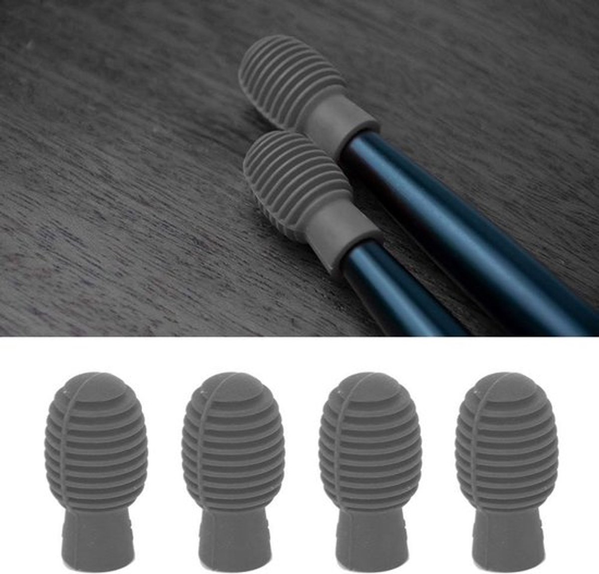 Drum Demper 4 Stuks - Drumstick Houder - Stille Oefentips - Accessoire - Geluidsreductie - Ideaal voor Drummers - Drumsticks
