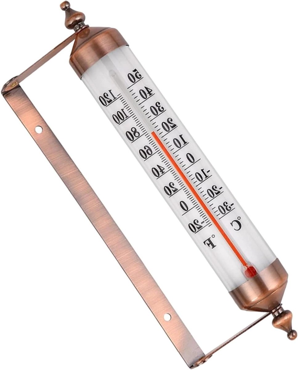 Buitenthermometer Decoratief - Weerthermometer Wandmontage - Temperatuur Meten - Nauwkeurige Schaal - 27 cm - Brons