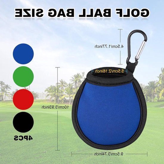 Golfbal Reinigingszak Compact - Waterdichte Tas - Draagbare Golfbal Waszak - 4-delige Set - Microfiber Voering - Inclusief Gespen - Golfbalwaszak — afbeelding 2