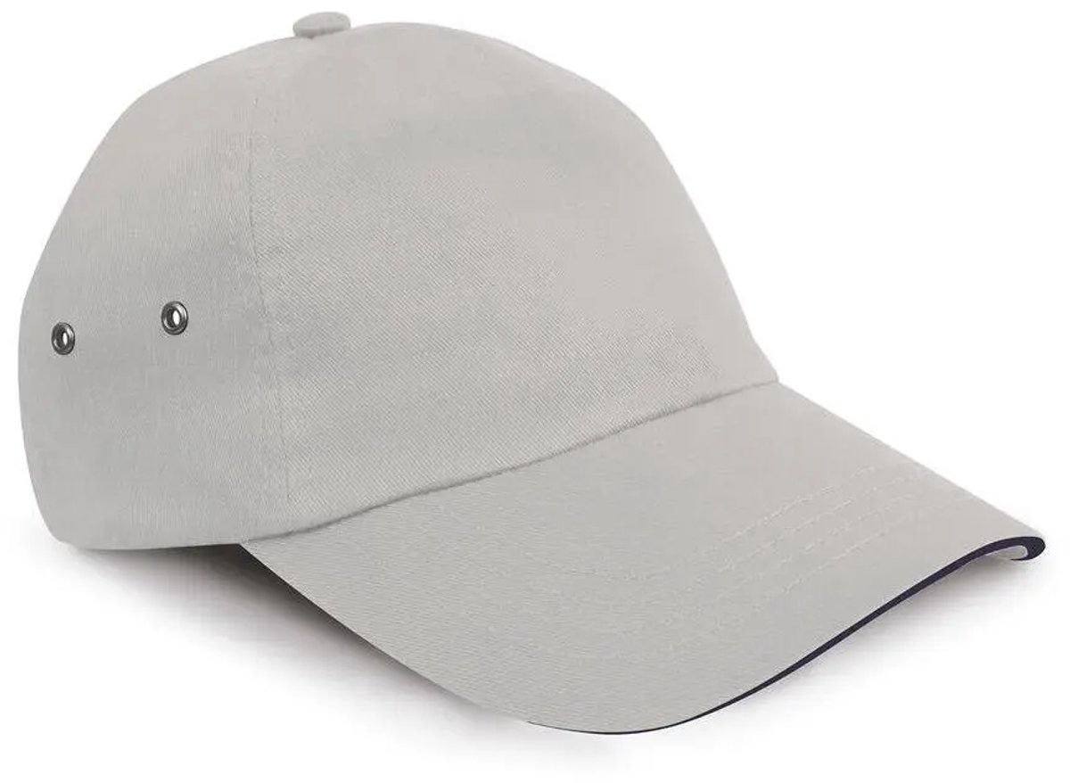 Result Printers Plush Cotton 5 Panel Cap RH72 - Putty/Navy - One size
