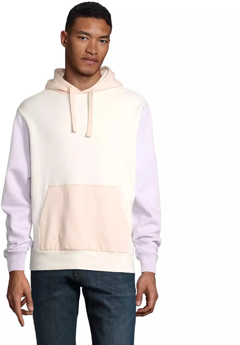 SOL'S Unisex Collins Hooded Sweatshirt L03818 - Off White/Creamy Pink/Creamy Blue - XL