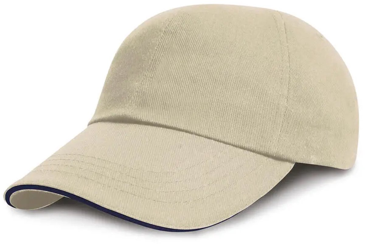 Result Heavy Brushed Cotton Cap RH24P - Natural/Navy - One size
