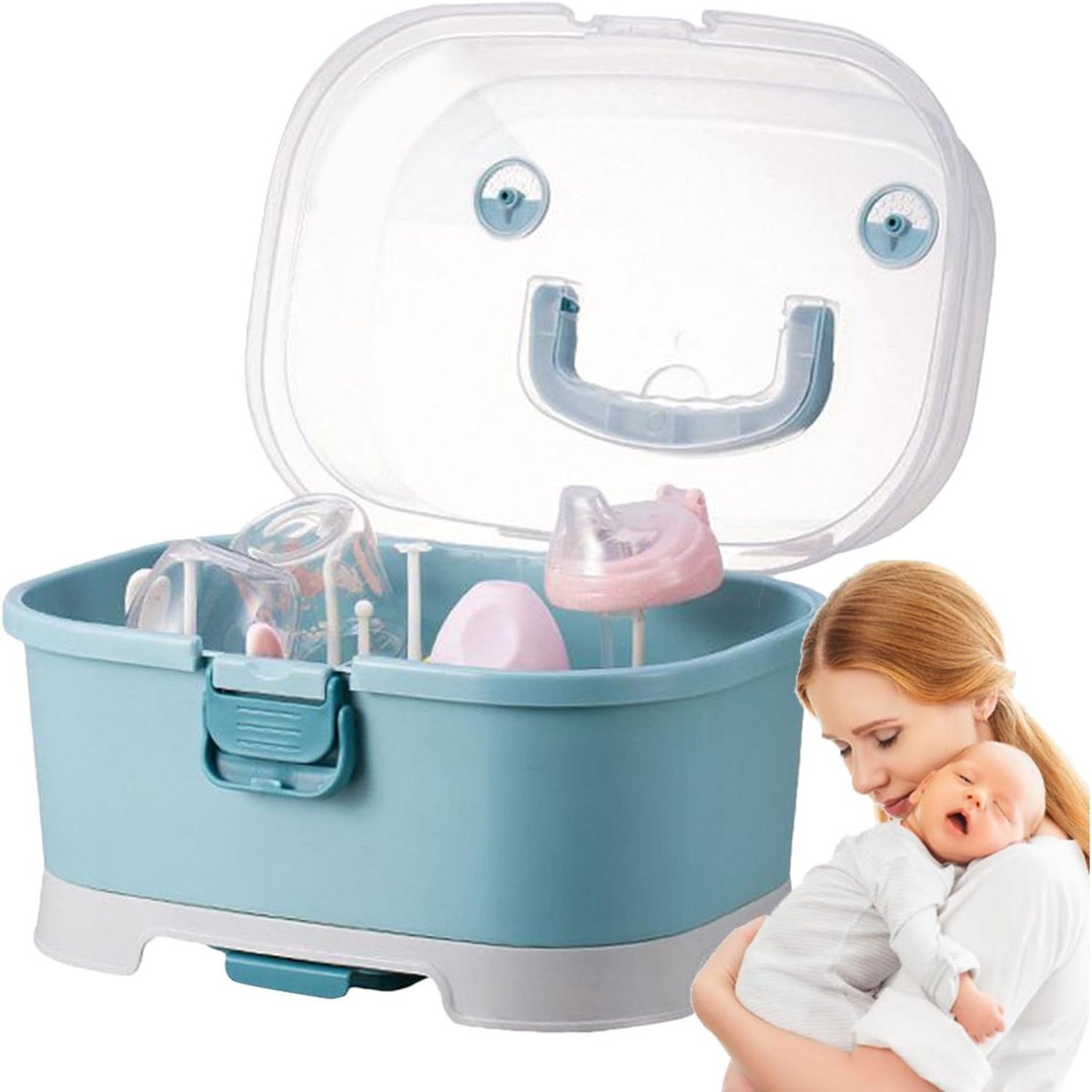 Flessendroger Organizer - Flessenhouder Baby - Babyflessen Opbergen - Stofdichte Opslag - 35 x 27 x 25 cm - Blauw