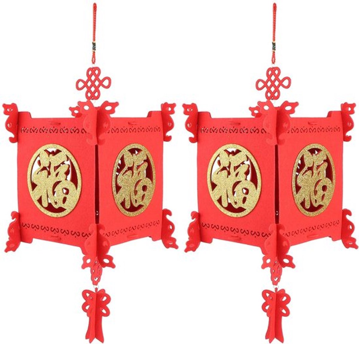 Lantaarn Set van 2 - Chinese Lantaarn - Decoratie Lantaarn - Rode Lantaarn - Lente Festivals Lantaarn - Geschikt voor binnen/buiten - Decoratielantaarn
