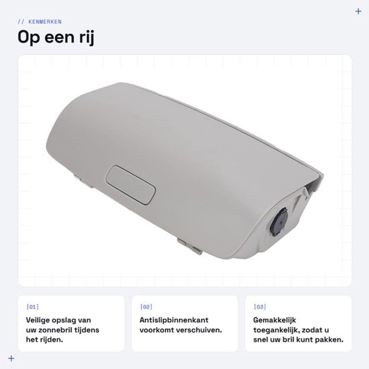 Zonnebrilhouder Antislip - Zonnebrilhouder Auto - Dakzonnebrilhouder - Schokbestendig - Hoogwaardig ABS - Veilig en Toegankelijk - Zonnebrilopbergtas
