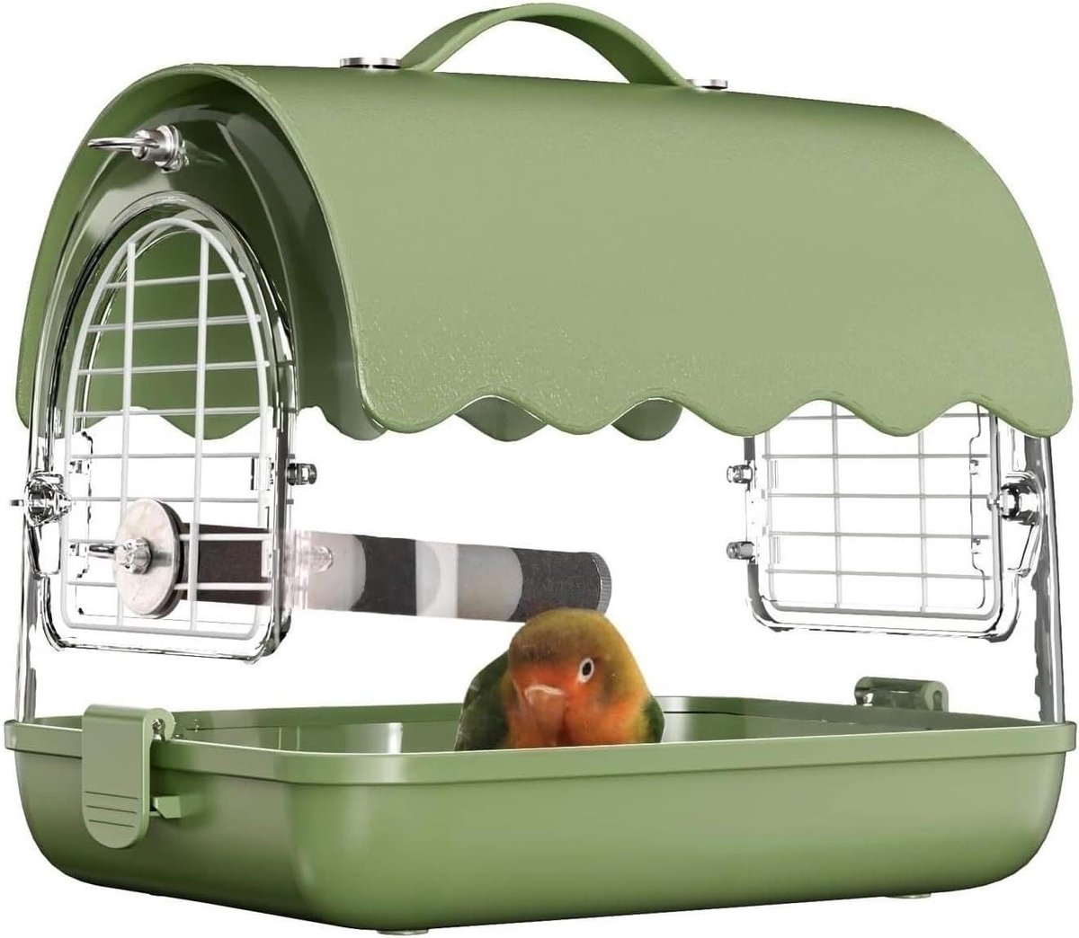 Vogel Transportrugzak - Vogelkooi Reistas - Vogels Vervoeren - Transparant Zichtvenster - 27.5 cm - Groen