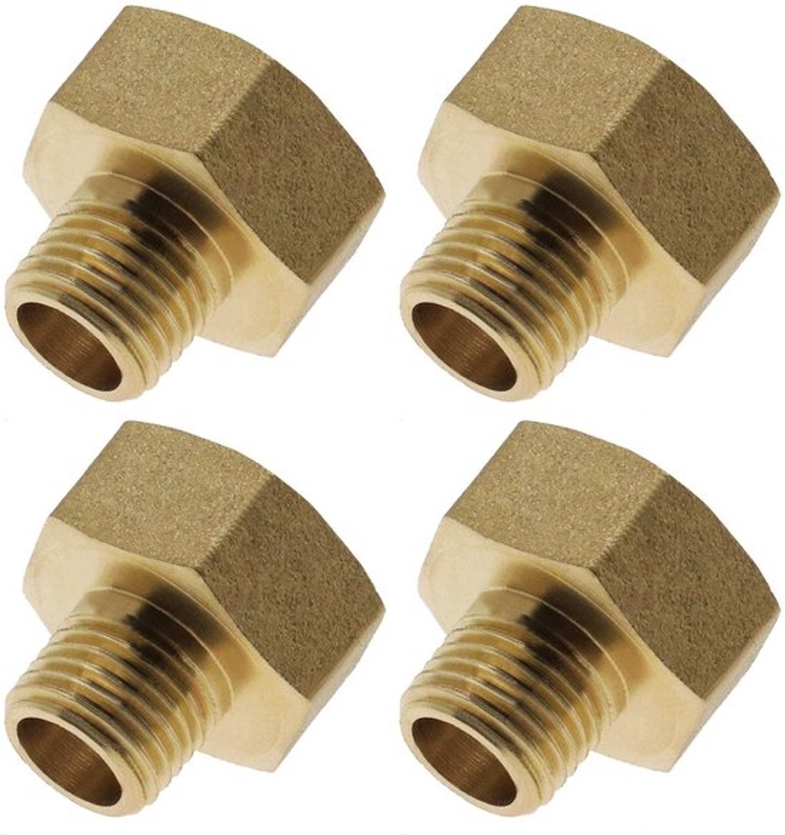 Pijp adapters - Messing conversie - Goud - Reducerende adapter - 4 stuks - Geschikt voor lucht water gas stookolie