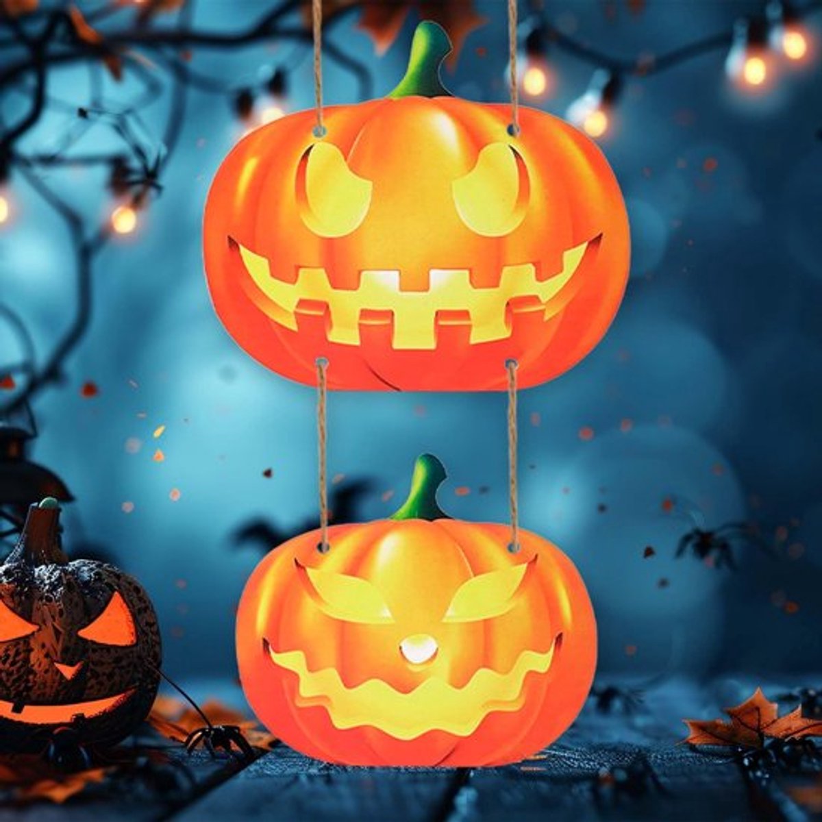 Deurbord Halloween - Houten Pompoen Decoratie - 88 cm - Stevig - Oranje/Zwart - Perfect voor Voordeuren - Deco