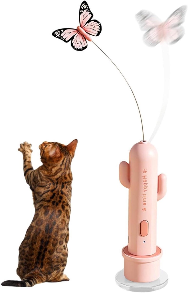 Kattenspeelgoed met Zuignap - Interactieve Kattenstok - Actief Spelen - 2 Speelmodi Oplaadbaar - 16 x 6 x 6 cm