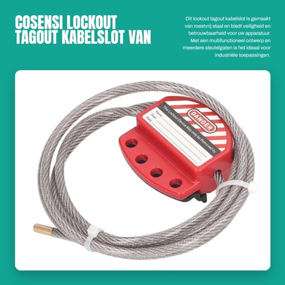 Kabelslot Roestvrij Staal - Cijferslot - Kabelslot 1,8 Meter - Kabel met Lussen - Duurzaam - Hoge Nauwkeurigheid - Vergrendelingskabel