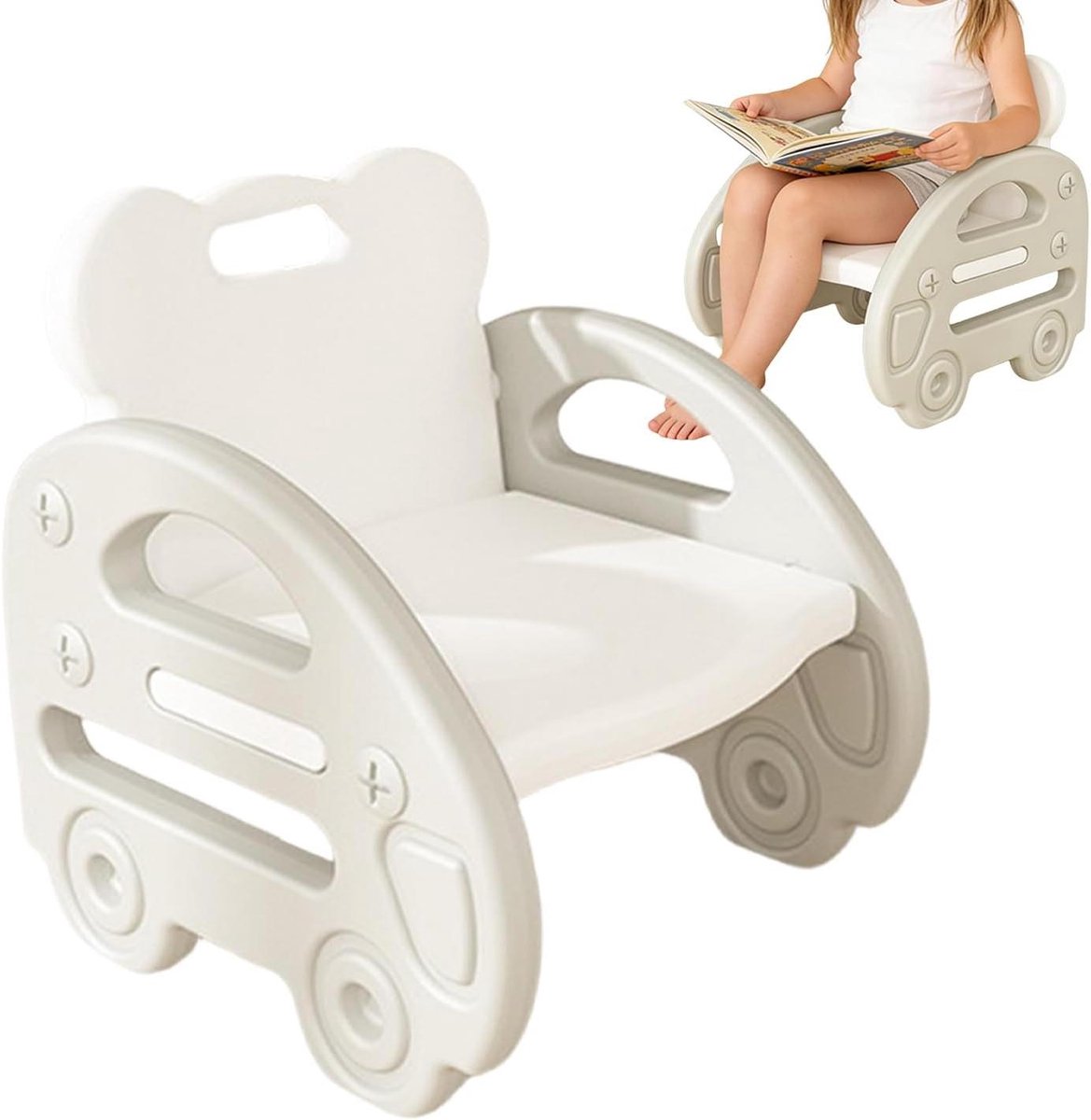 Kinderstoel - Krukje Stoel - Zelfstandig Zitten - Anti-kantel Stabiliteit - 39 x 15 cm - Wit