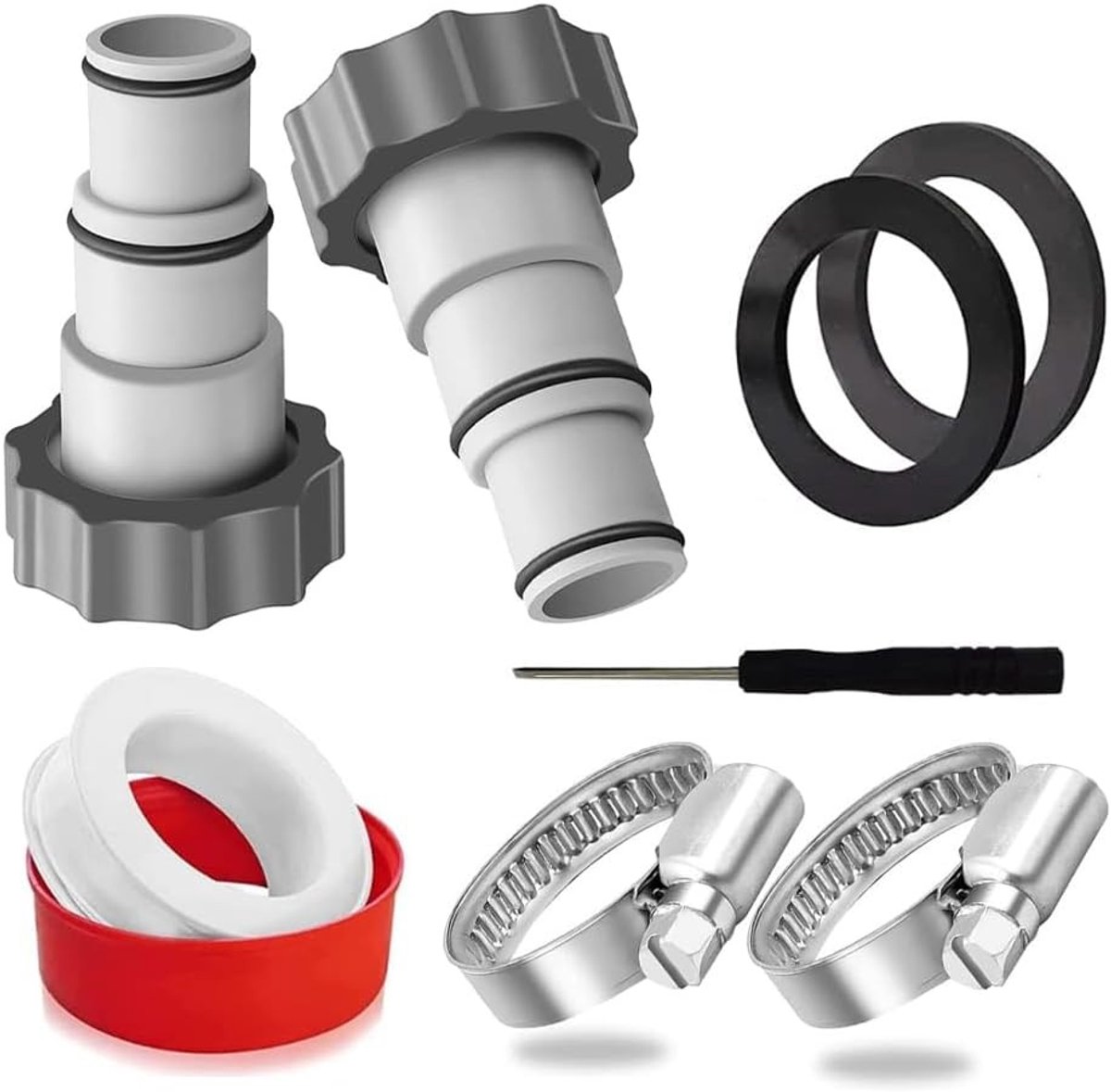 Zwembadslangadapter - Kunststof - 32-38 mm - Voor Pompen met Schroefdraadaansluiting - Set van 2 Stuks