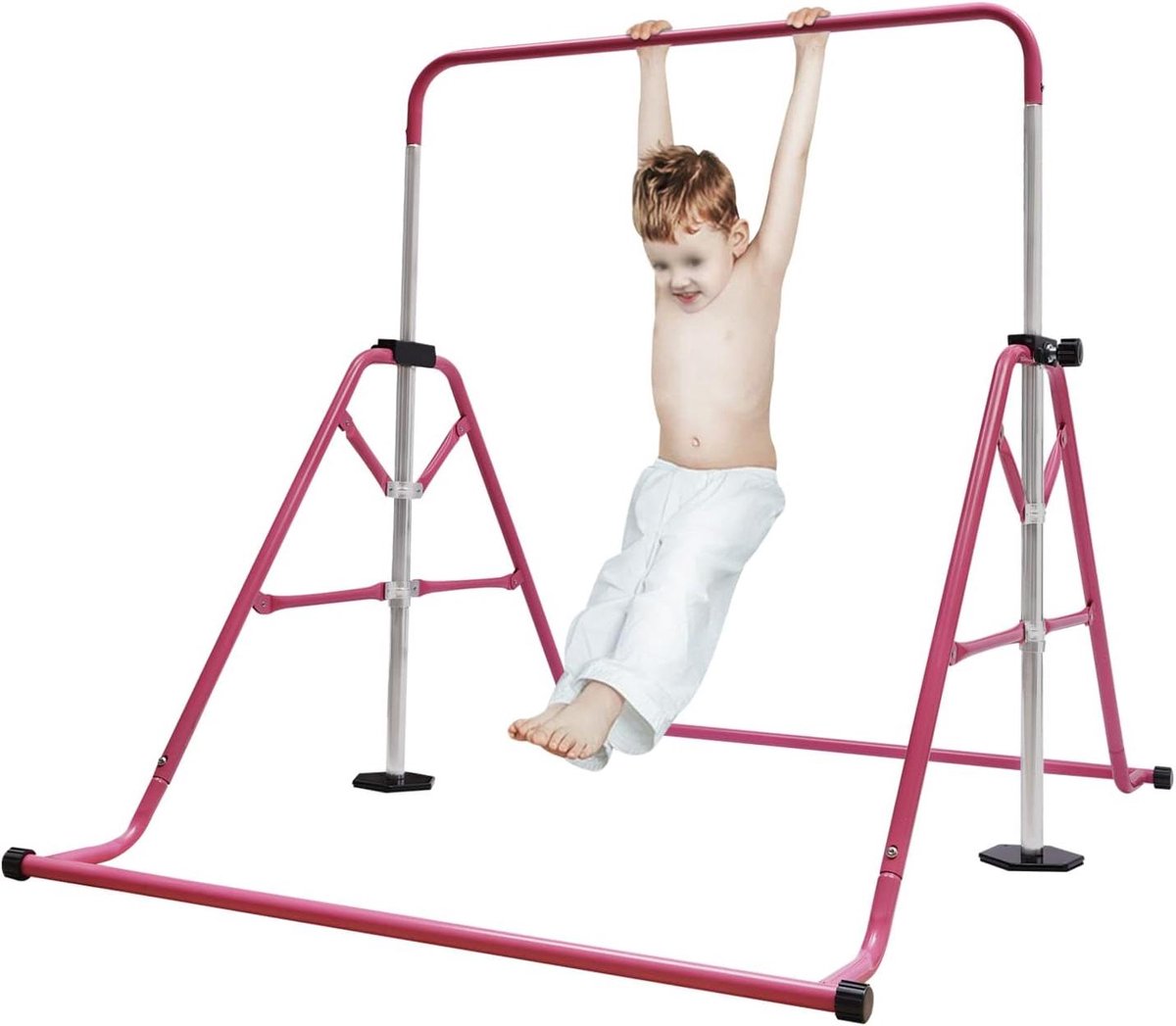 Gymnastiekrek Kinderen - Krachtsporter rek - Binnenshuis trainen - In hoogte verstelbaar - 115-155 cm - Roze