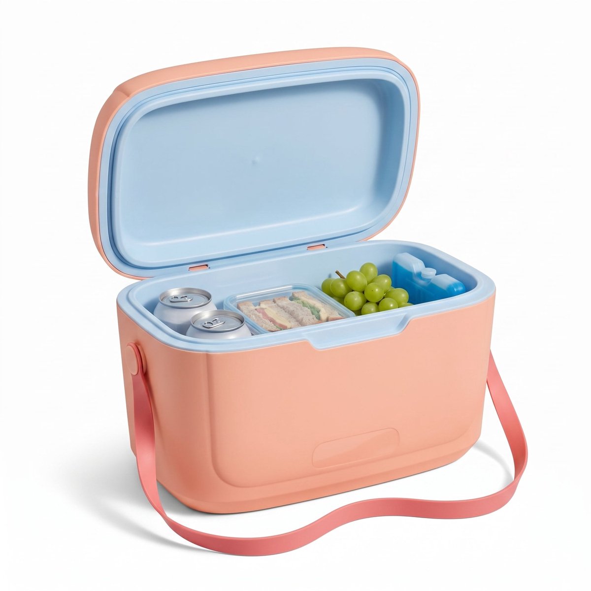 Cheqo® Koelbox - Kleine Koelbox 6 Liter - Koeltas - Draagbare Koelbox met Schouderband en Verstelbare Draagriem - Koelbox zonder Stroom - voor Picknick - Strand - Camping - Auto en Festival - Isolerende Lunchbox Koeler - Roze Koelboxje